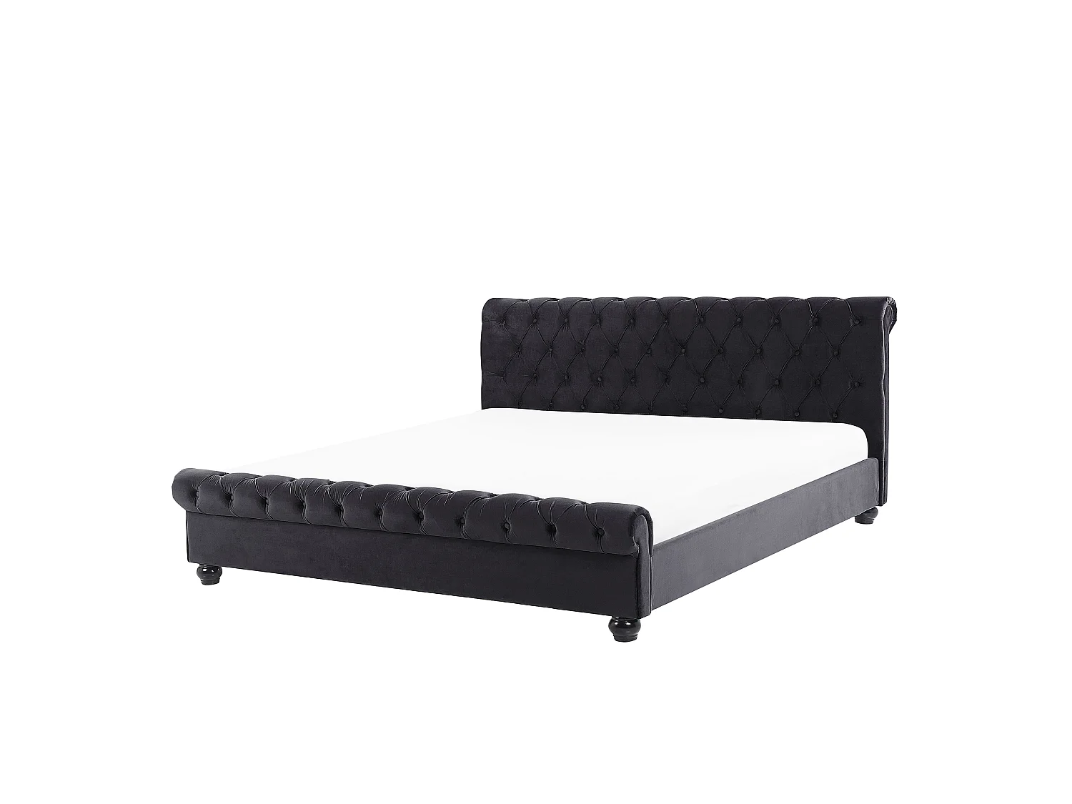 Letto Velluto AVALLON 180 x 200 cm Nero
