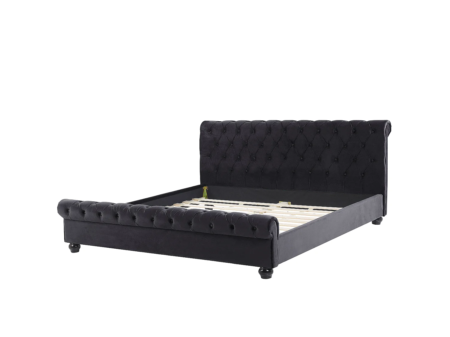 Letto Velluto AVALLON 180 x 200 cm Nero