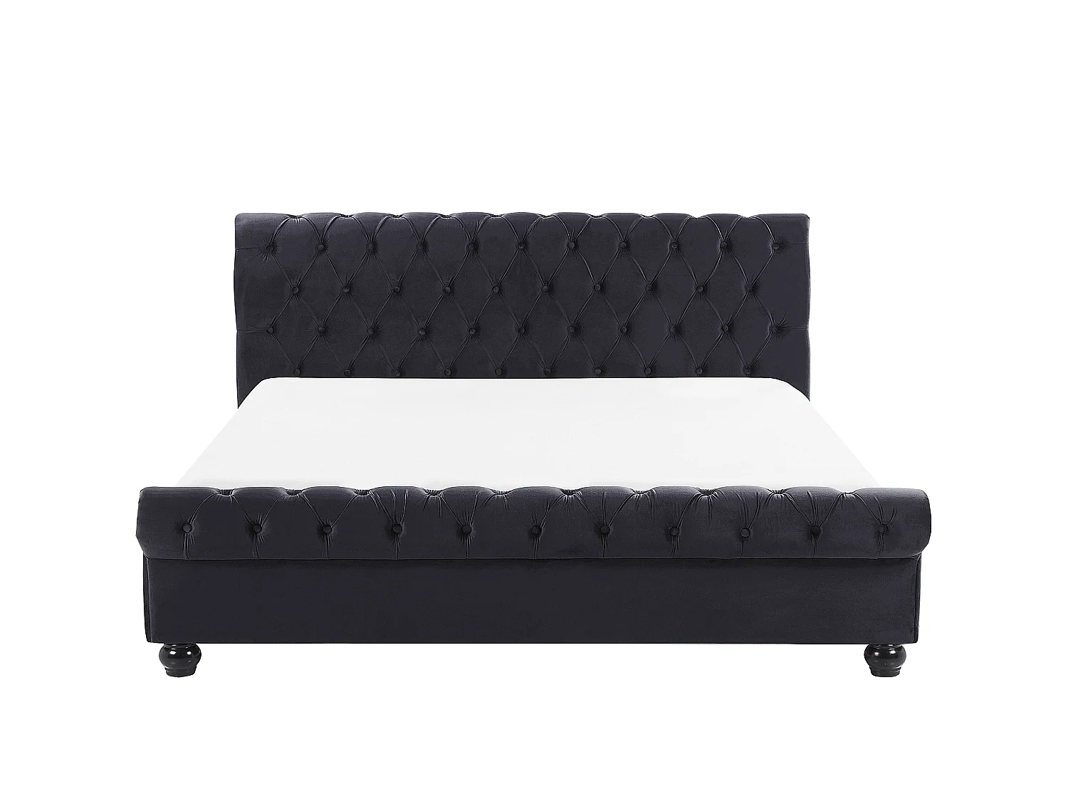 Letto Velluto AVALLON 180 x 200 cm Nero