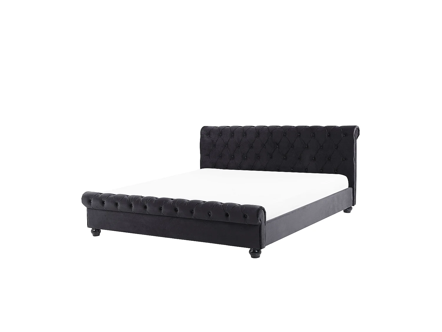 Cama Veludo AVALLON 180 x 200 cm Preto