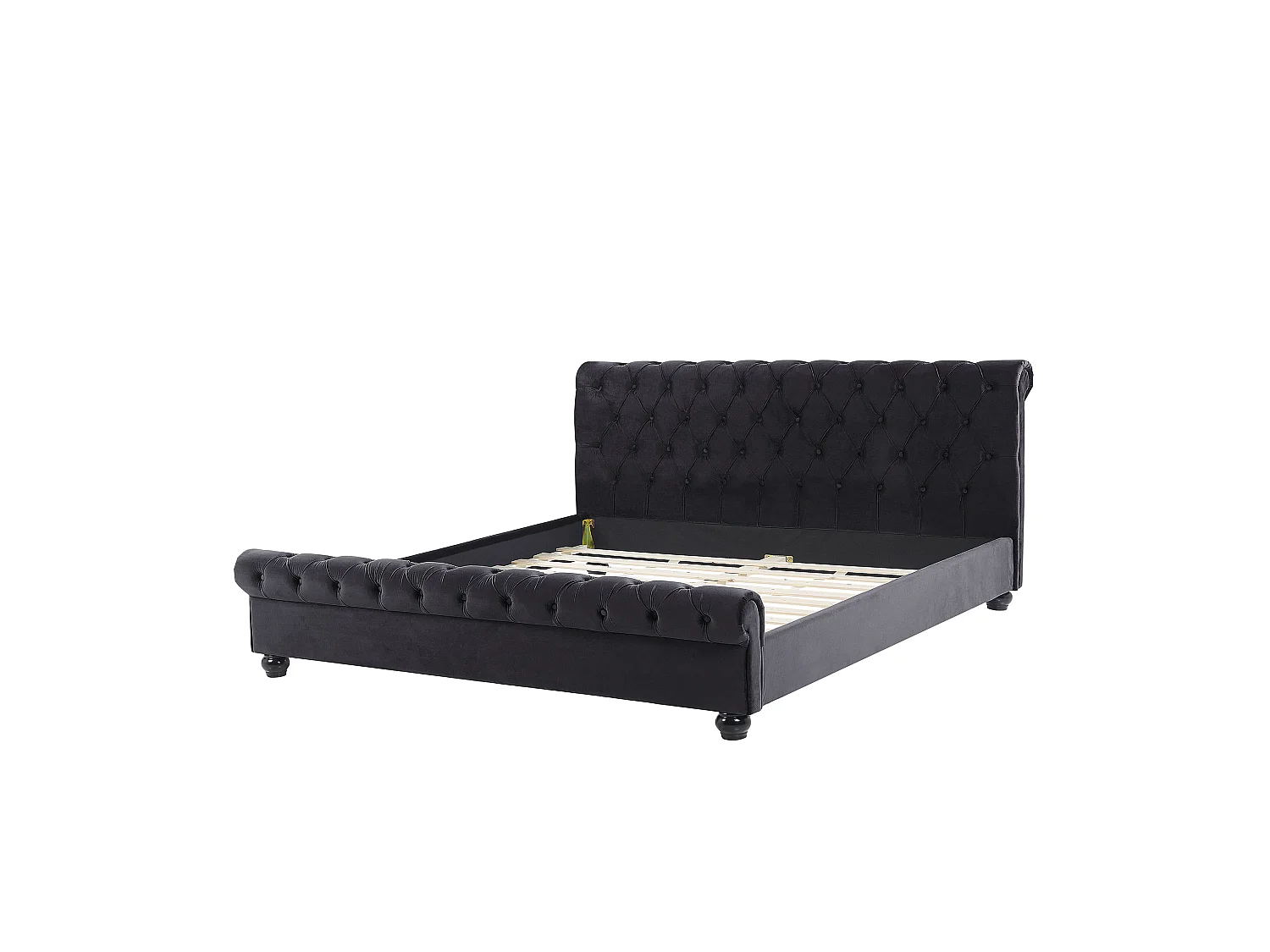 Cama Veludo AVALLON 180 x 200 cm Preto