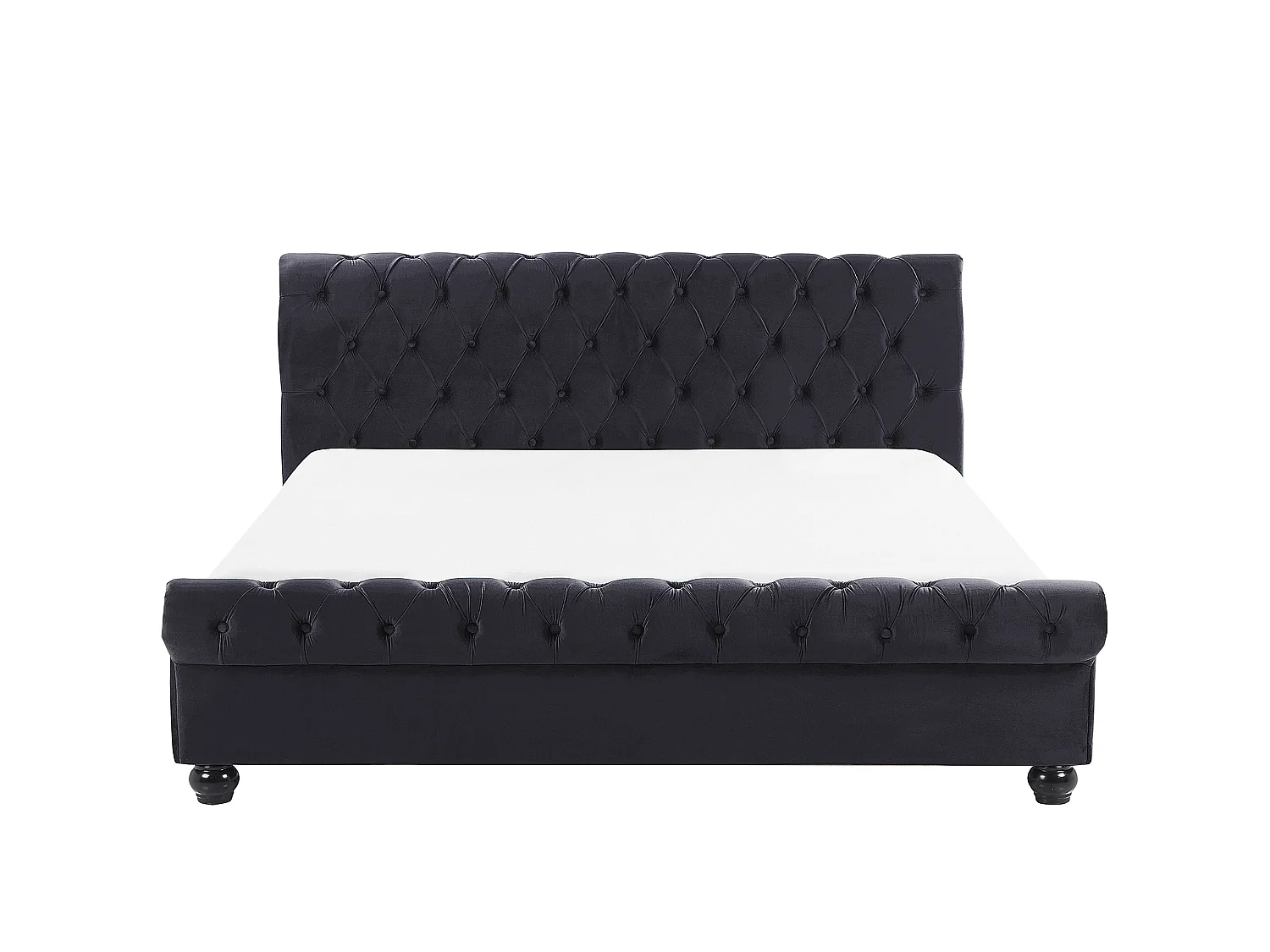 Cama Veludo AVALLON 180 x 200 cm Preto