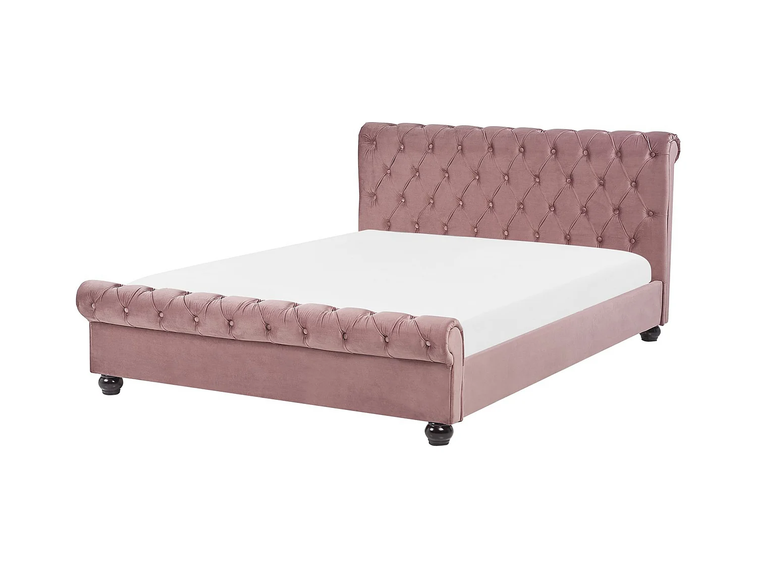 Polsterbett Doppelbett 160x200 Rosa Samtstoff mit Kopfteil Fußteil Lattenrost