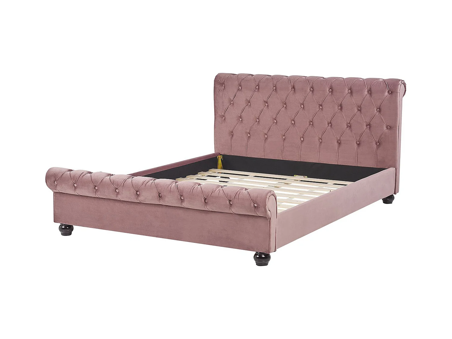 Polsterbett Doppelbett 160x200 Rosa Samtstoff mit Kopfteil Fußteil Lattenrost