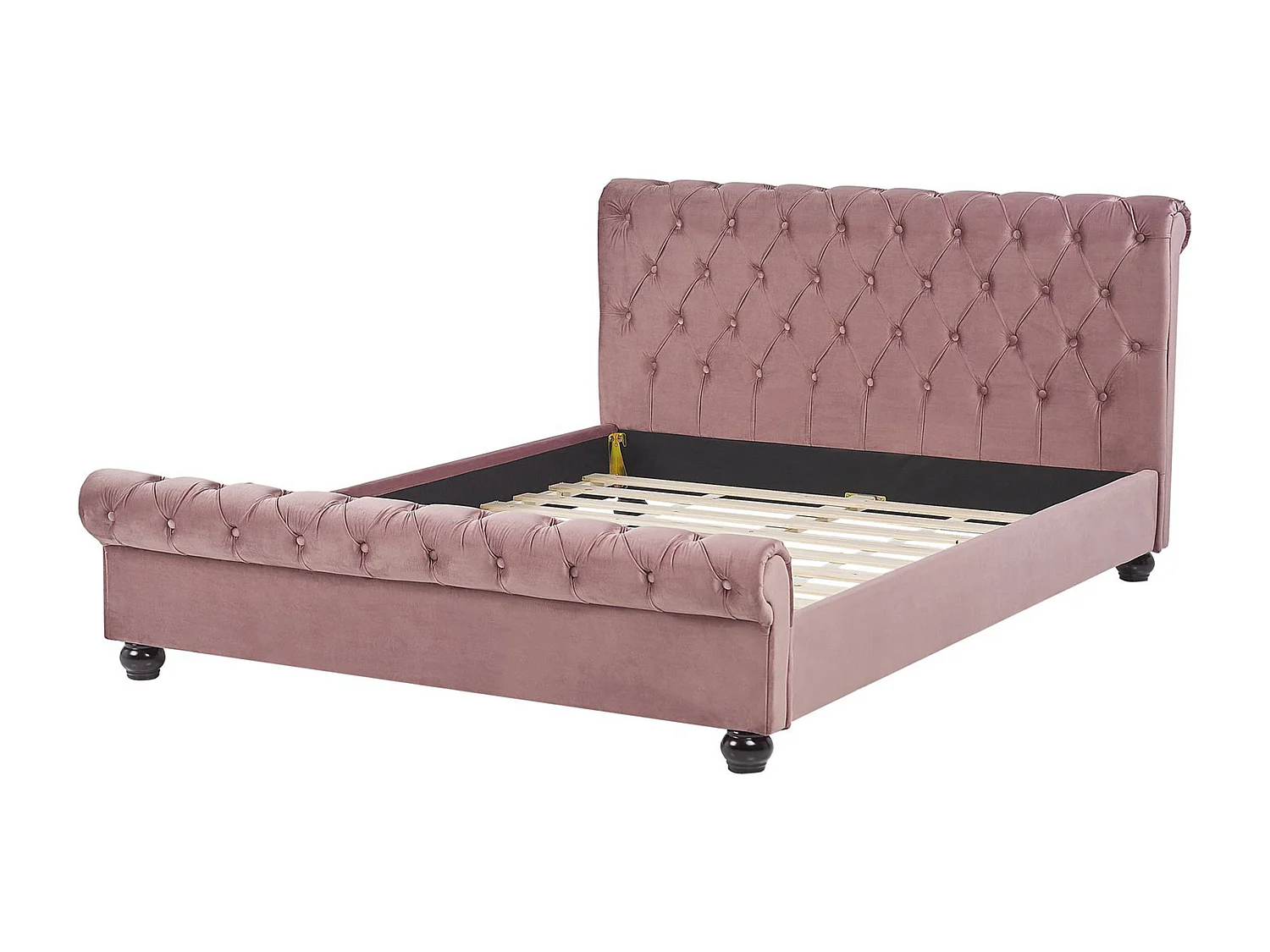 Lit avec sommier Velours AVALLON 160 x 200 cm Rose