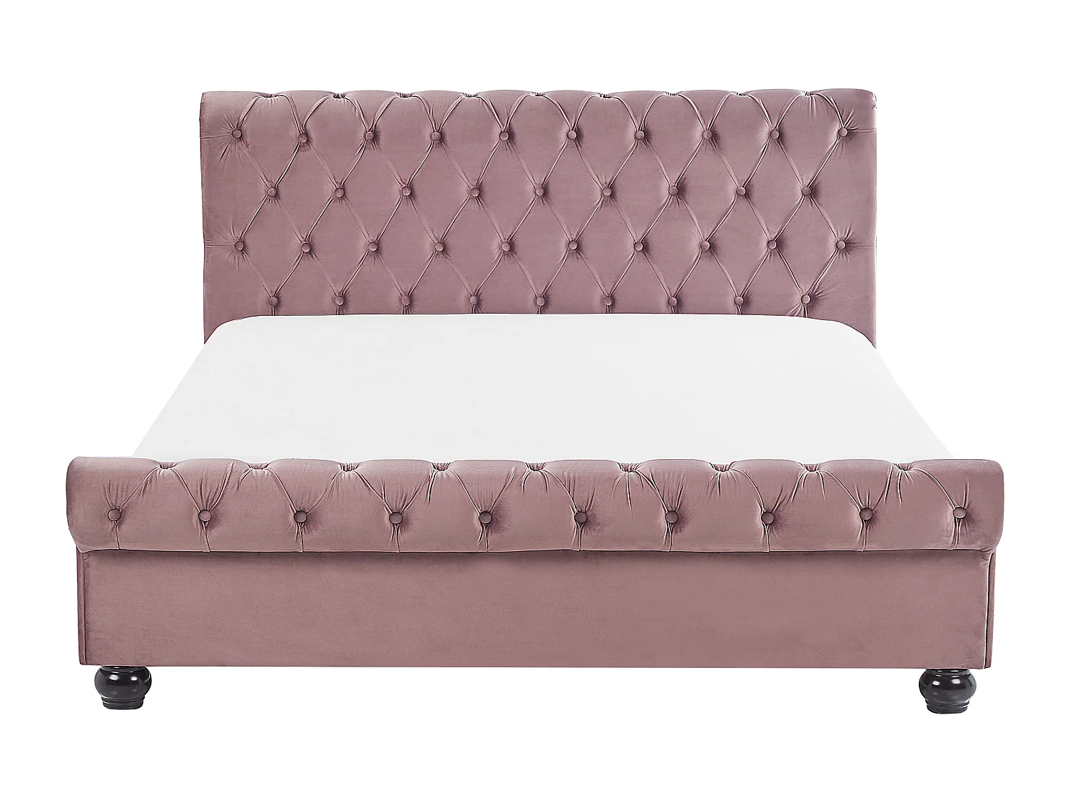 Cama Veludo AVALLON 160 x 200 cm Rosa