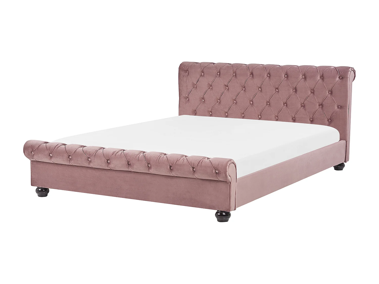 Bett mit Lattenrost Samtstoff AVALLON 160 x 200 cm Rosa