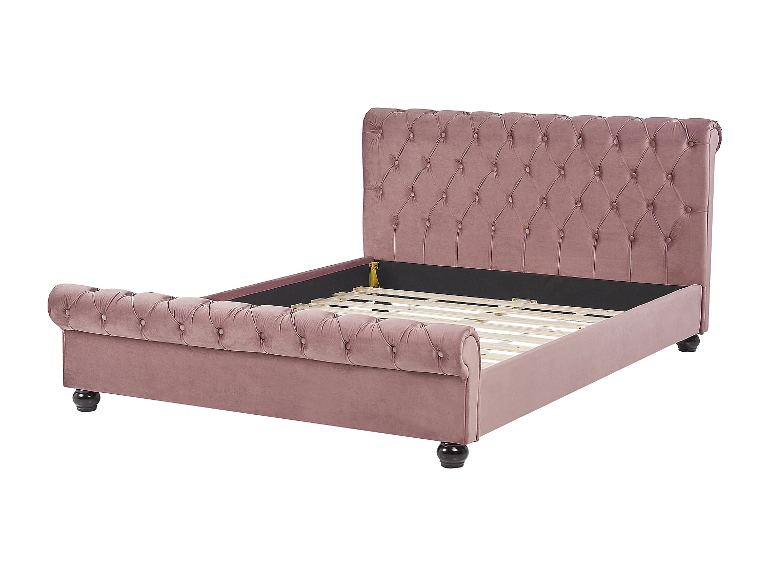 Bett mit Lattenrost Samtstoff AVALLON 160 x 200 cm Rosa