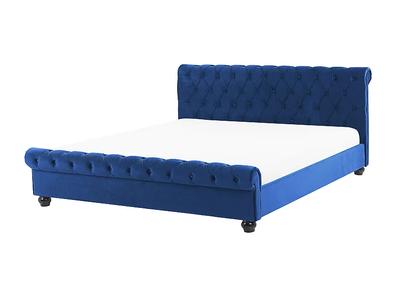 Letto Velluto AVALLON 180 x 200 cm Blu marino