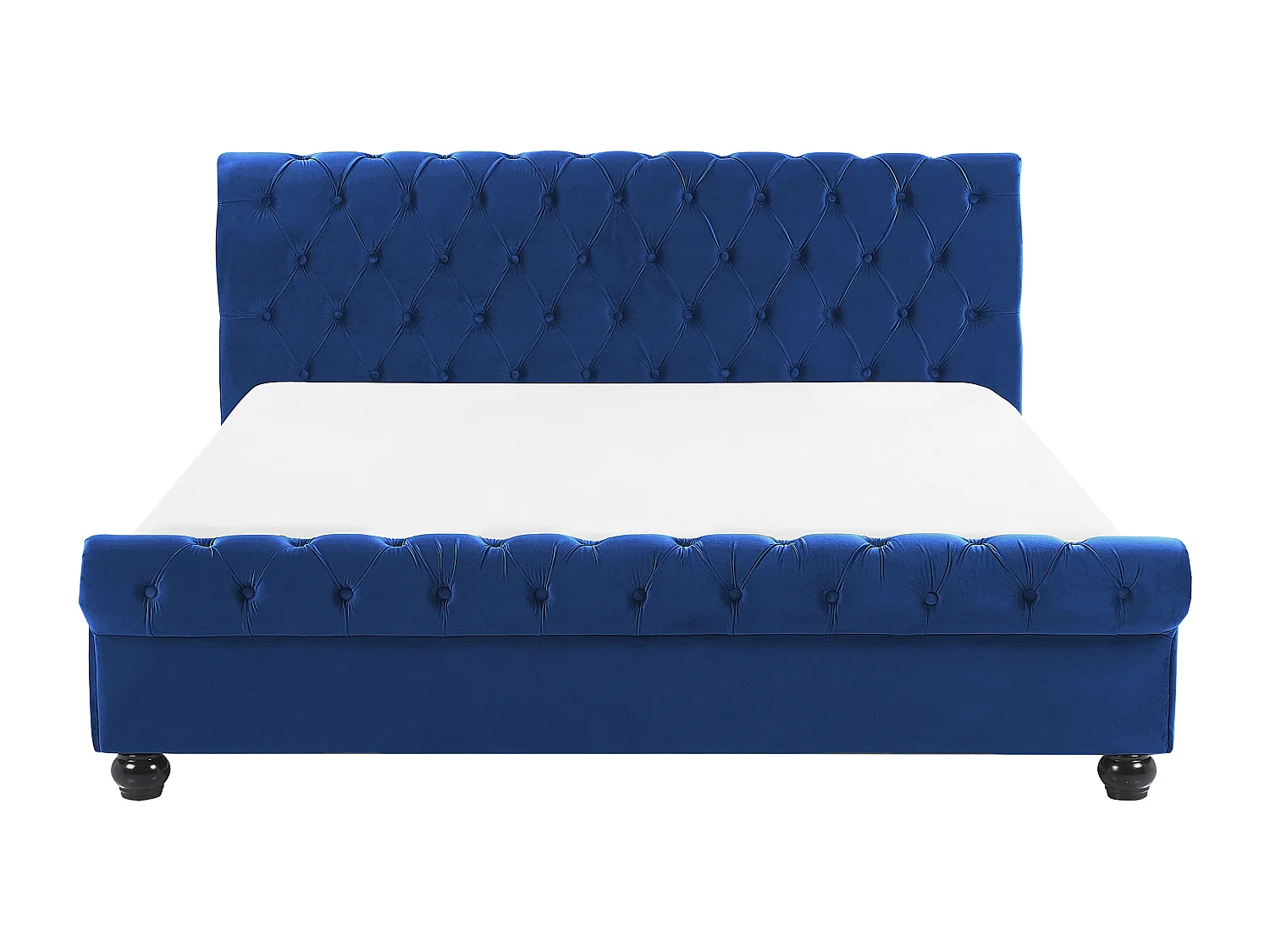 Bett mit Lattenrost Samtstoff AVALLON 180 x 200 cm Marineblau