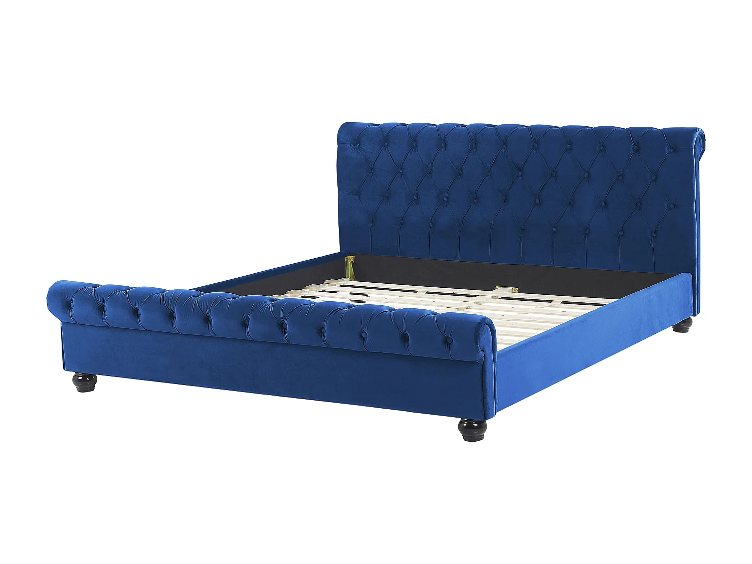 Bett mit Lattenrost Samtstoff AVALLON 180 x 200 cm Marineblau
