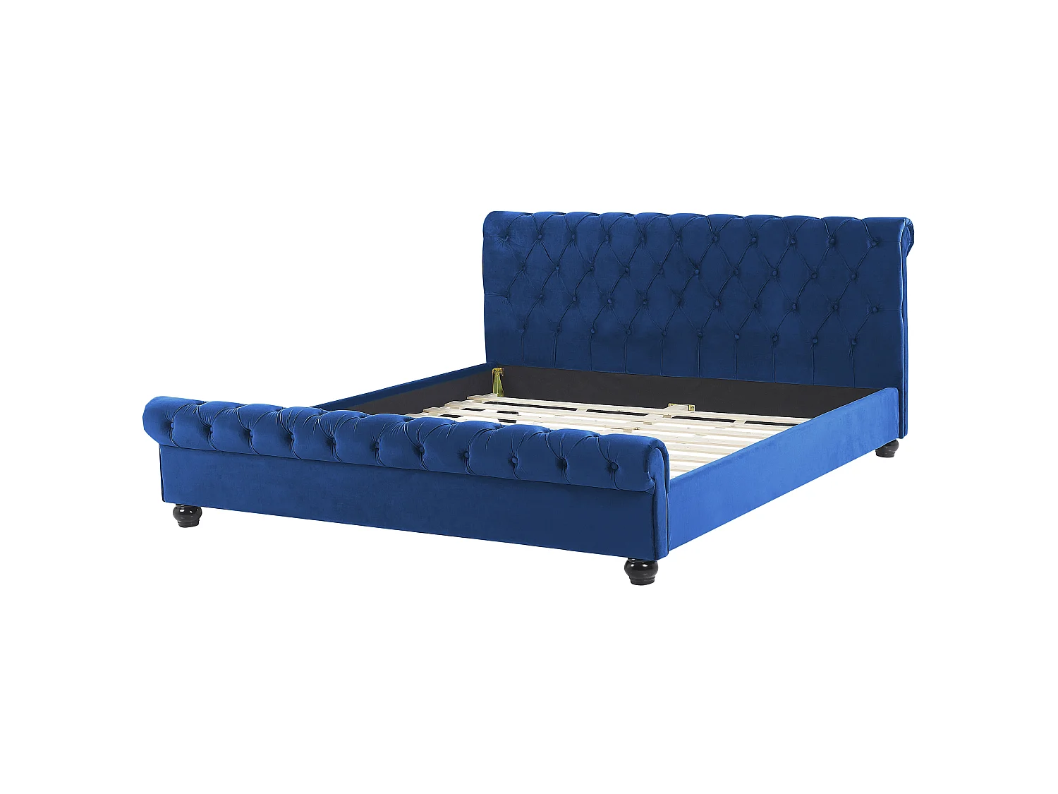 Bett mit Lattenrost Samtstoff AVALLON 180 x 200 cm Marineblau
