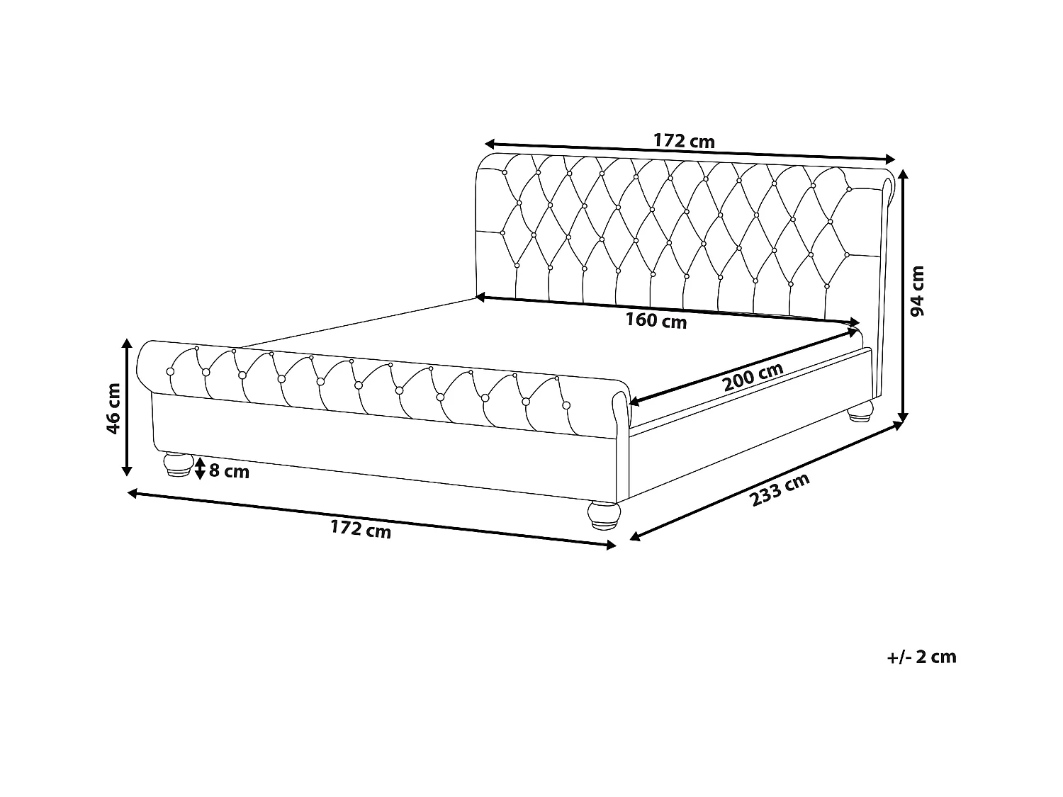 Bed Fluweel AVALLON 160 x 200 cm Beige
