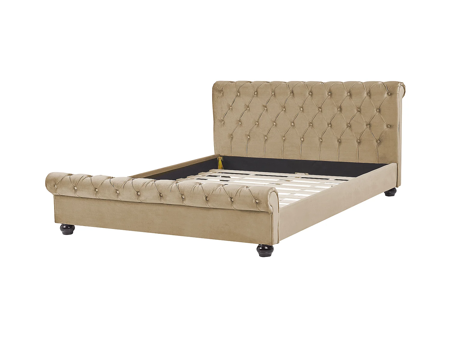 Bed Fluweel AVALLON 160 x 200 cm Beige