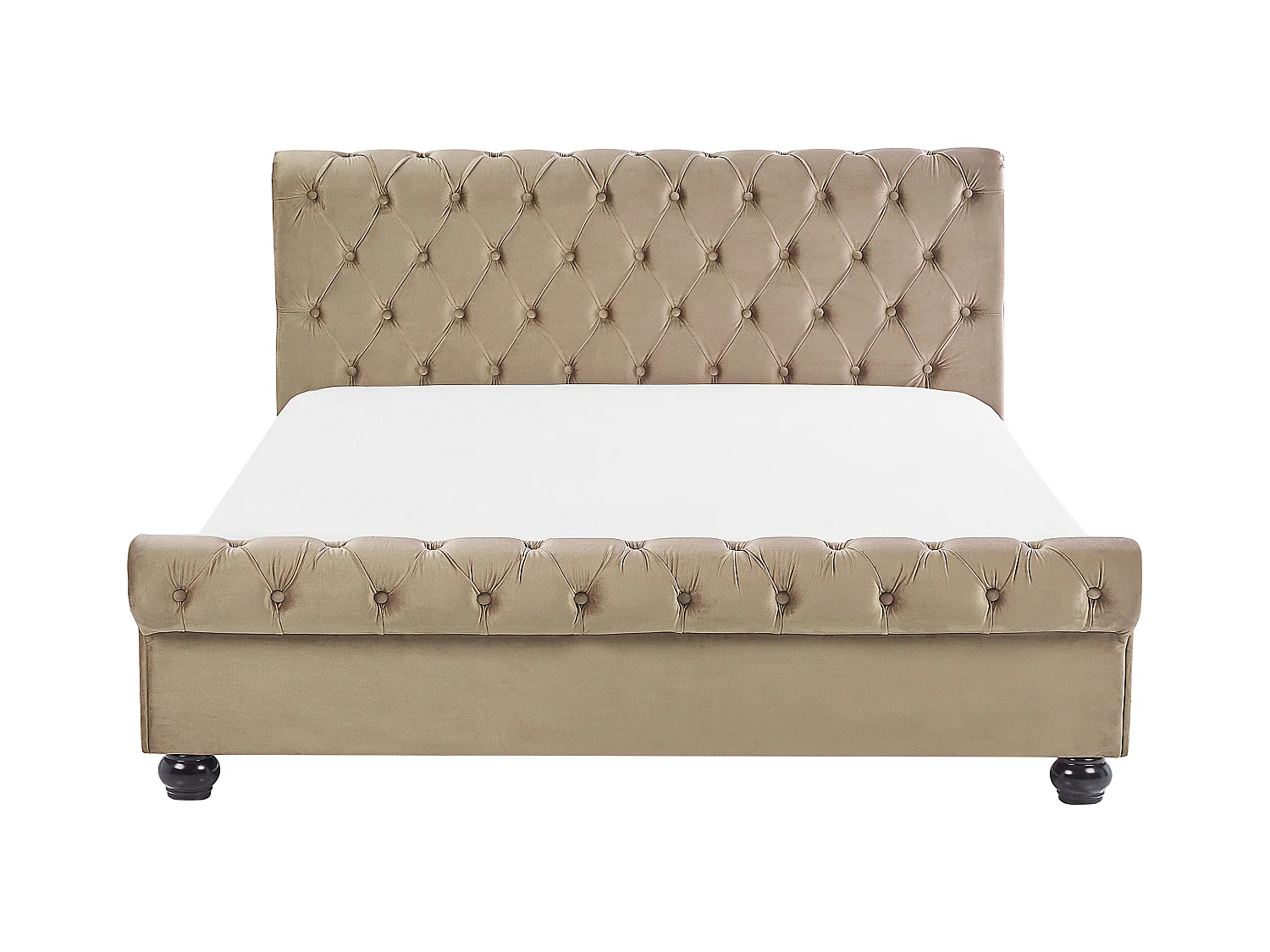 Bed Fluweel AVALLON 160 x 200 cm Beige