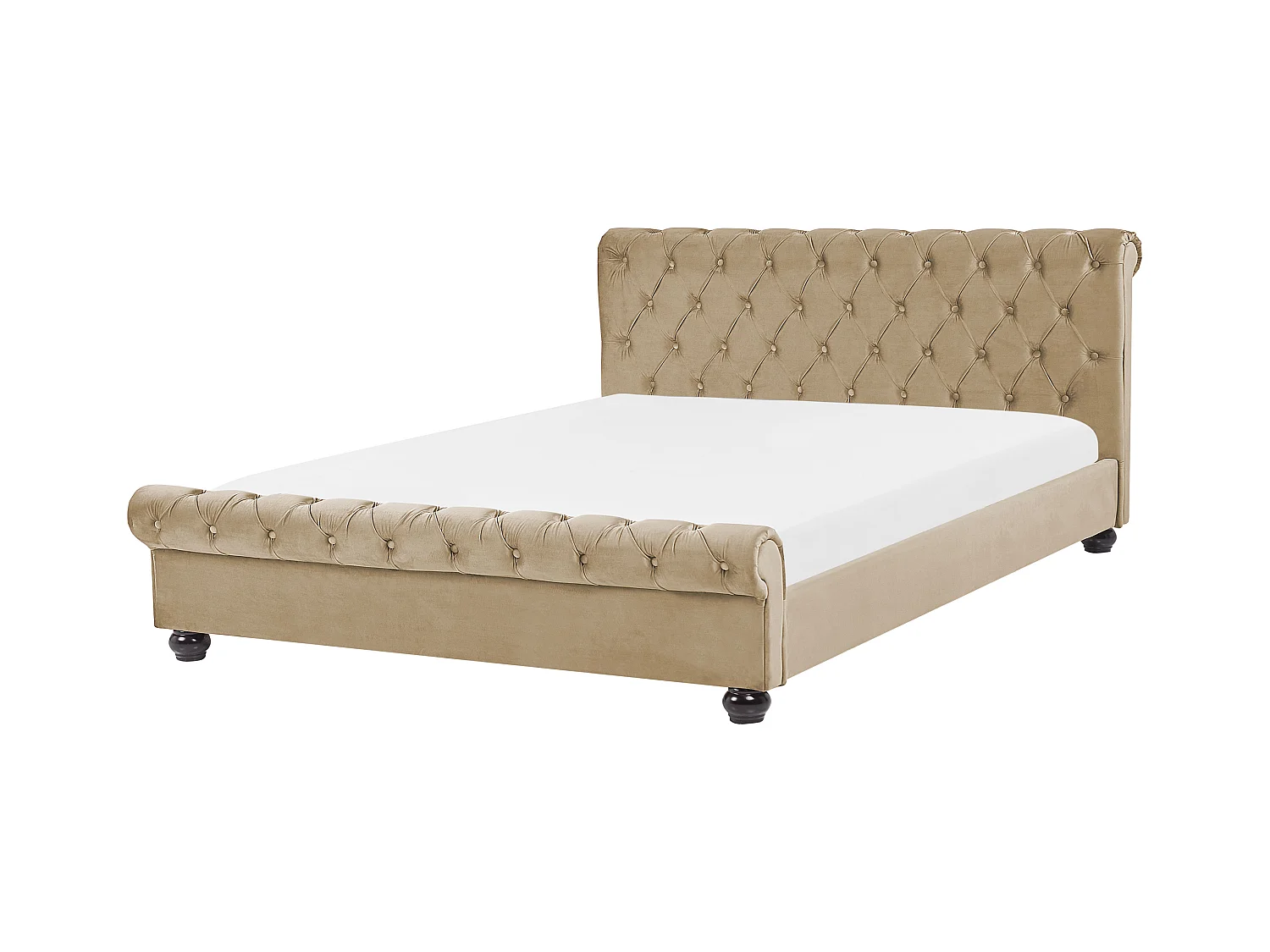 Lit avec sommier Velours AVALLON 160 x 200 cm Beige