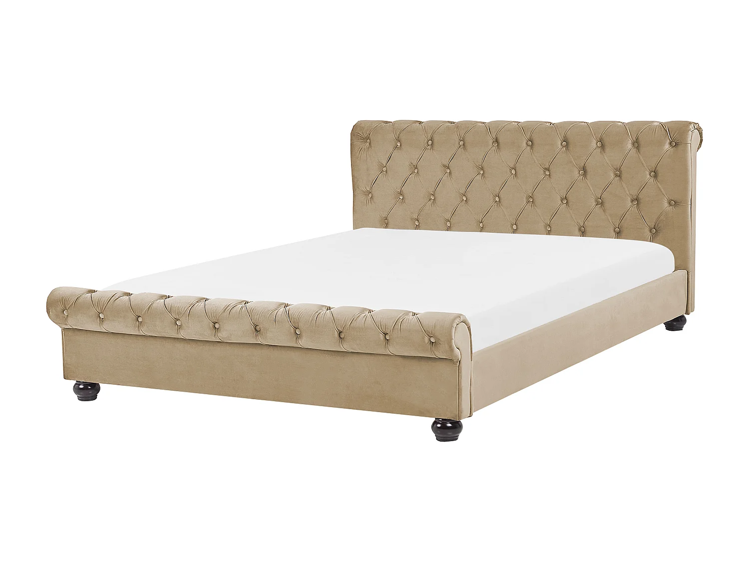 Cama Terciopelo AVALLON 160 x 200 cm Beige