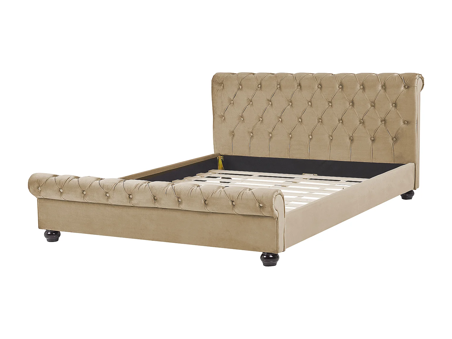 Cama Terciopelo AVALLON 160 x 200 cm Beige