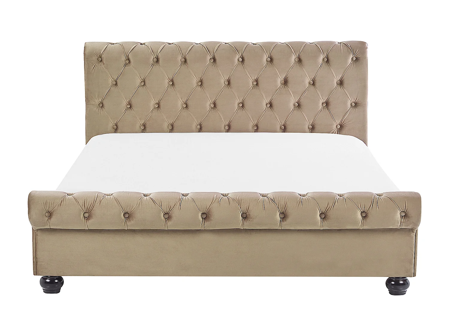 Bed Fluweel AVALLON 160 x 200 cm Beige