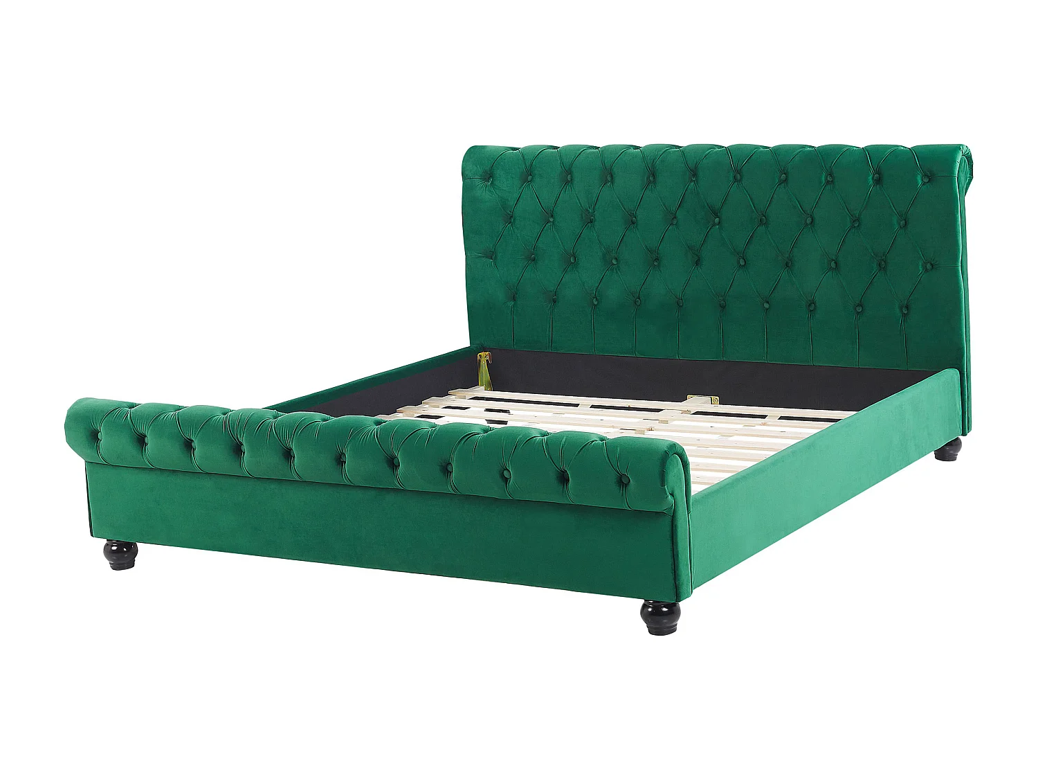 Bed Fluweel AVALLON 160 x 200 cm Smaragdgroen