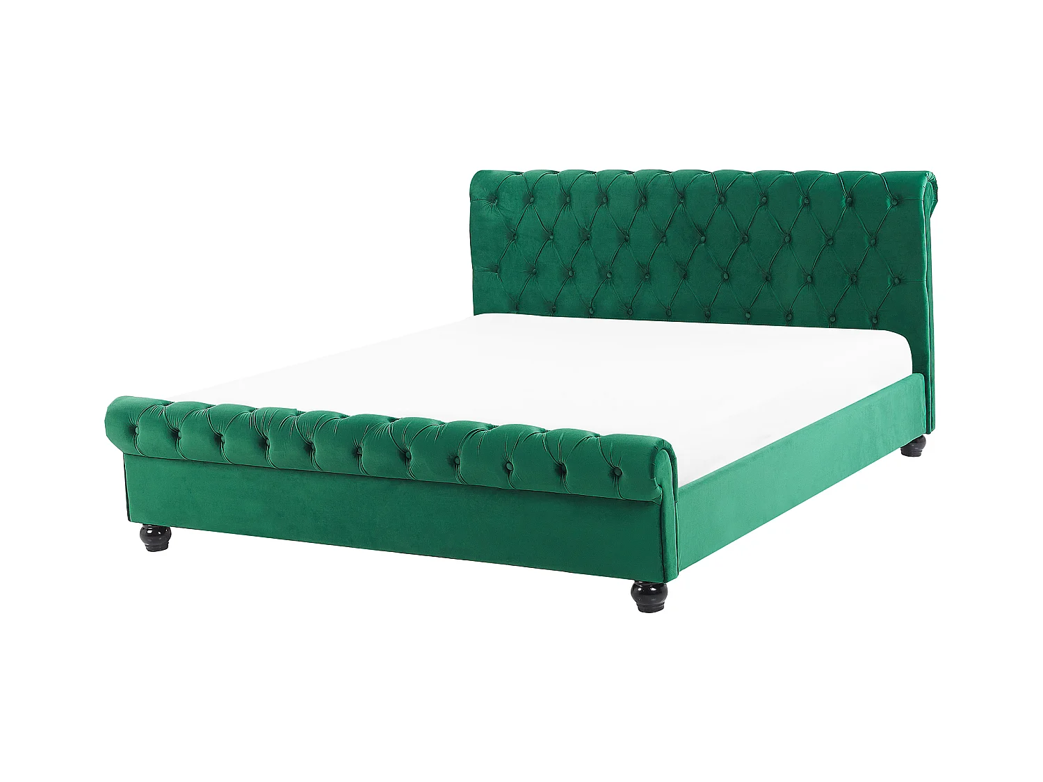 Lit avec sommier Velours AVALLON 160 x 200 cm Vert émeraude