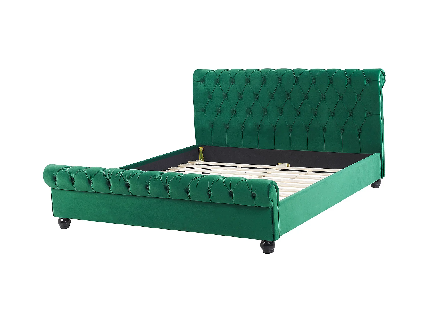 Lit avec sommier Velours AVALLON 160 x 200 cm Vert émeraude