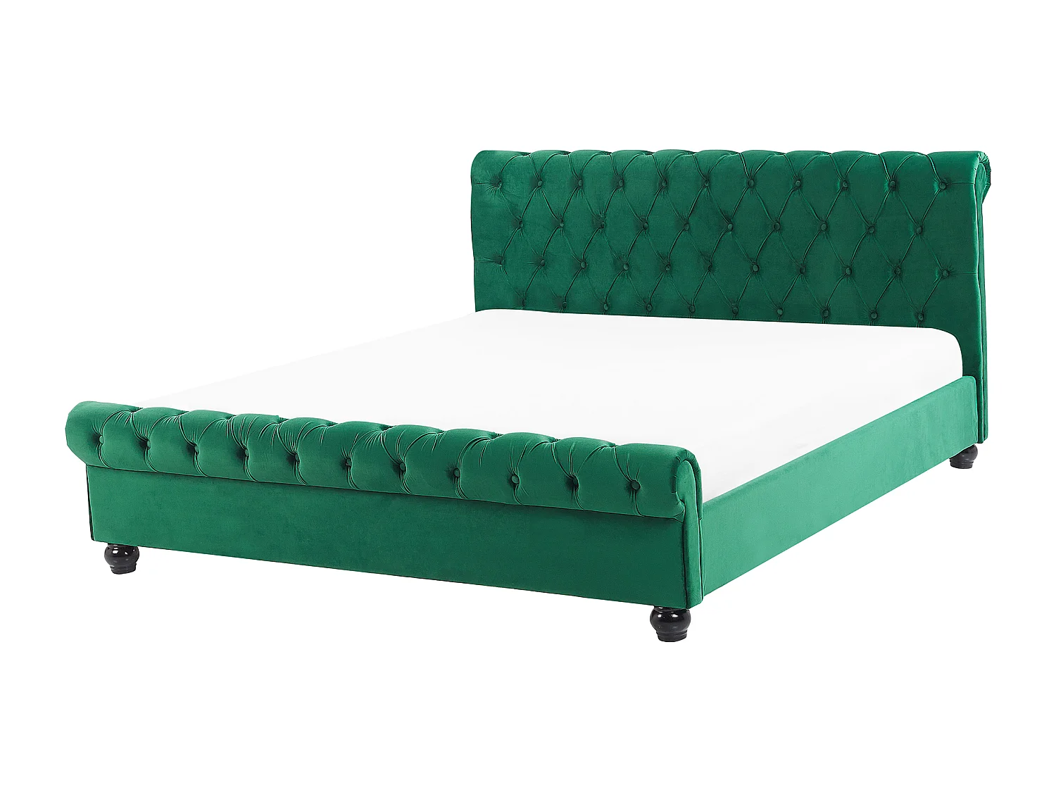 Lit avec sommier Velours AVALLON 160 x 200 cm Vert émeraude