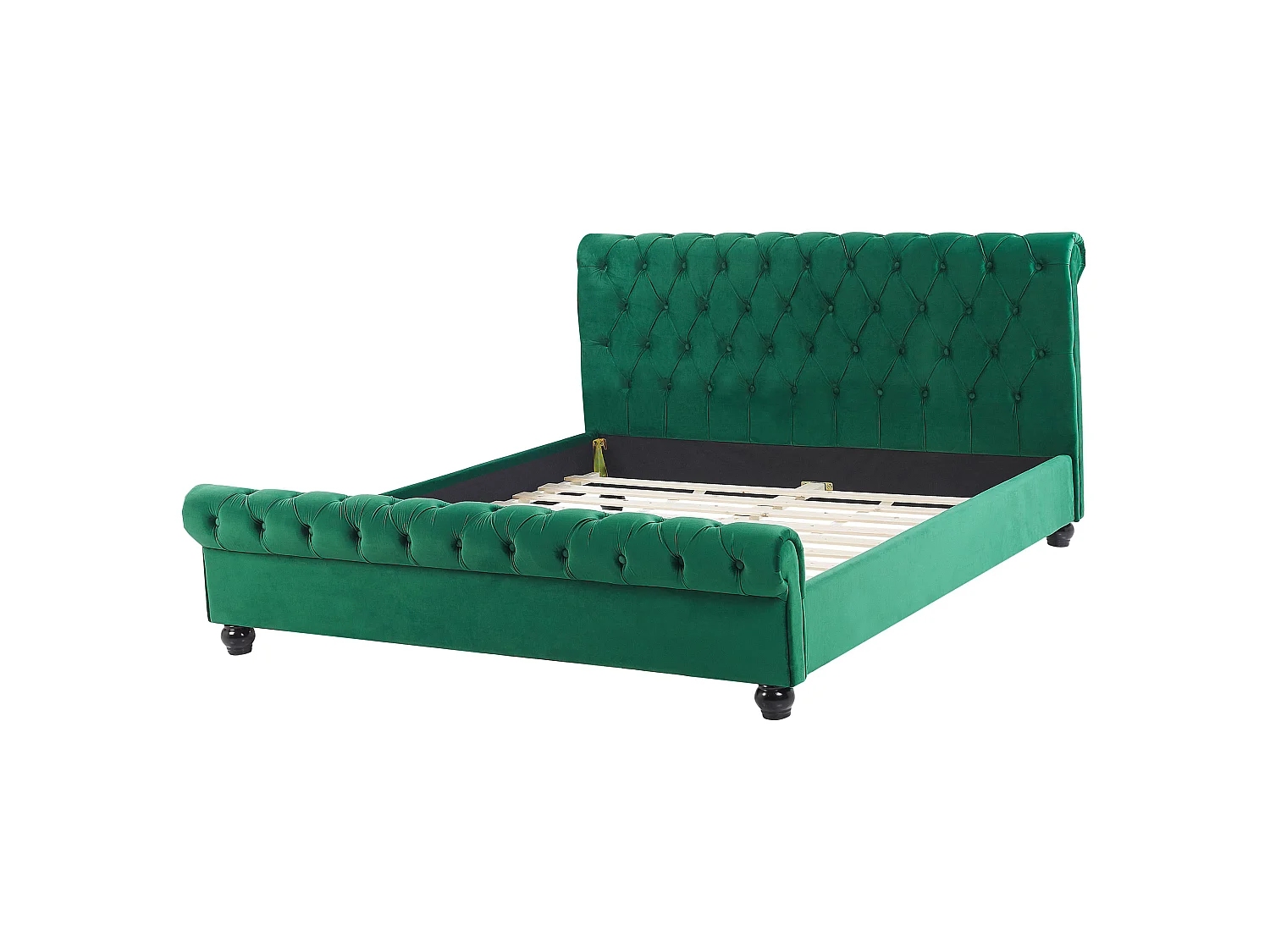 Lit avec sommier Velours AVALLON 160 x 200 cm Vert émeraude