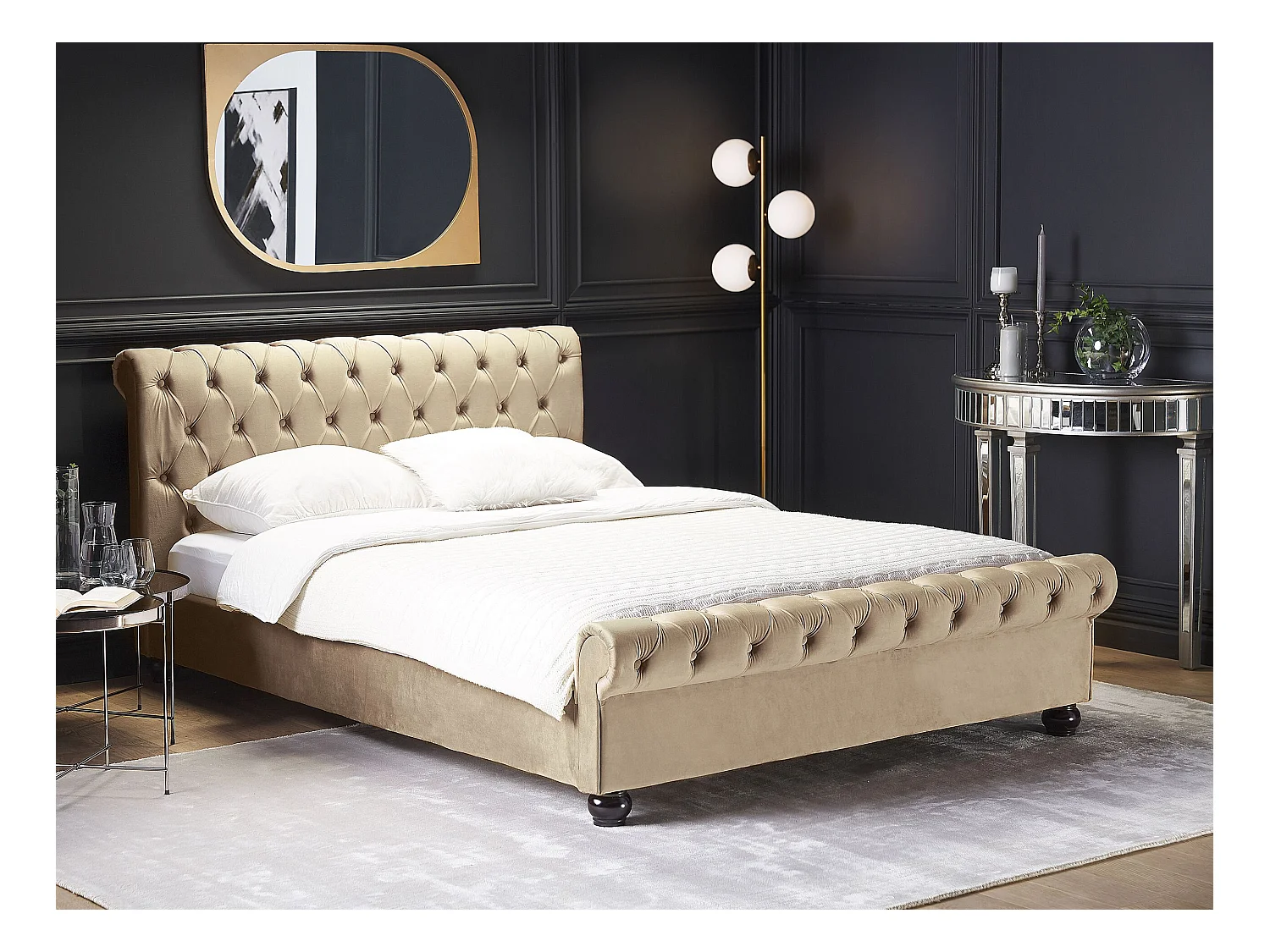 Letto Velluto AVALLON 180 x 200 cm Beige