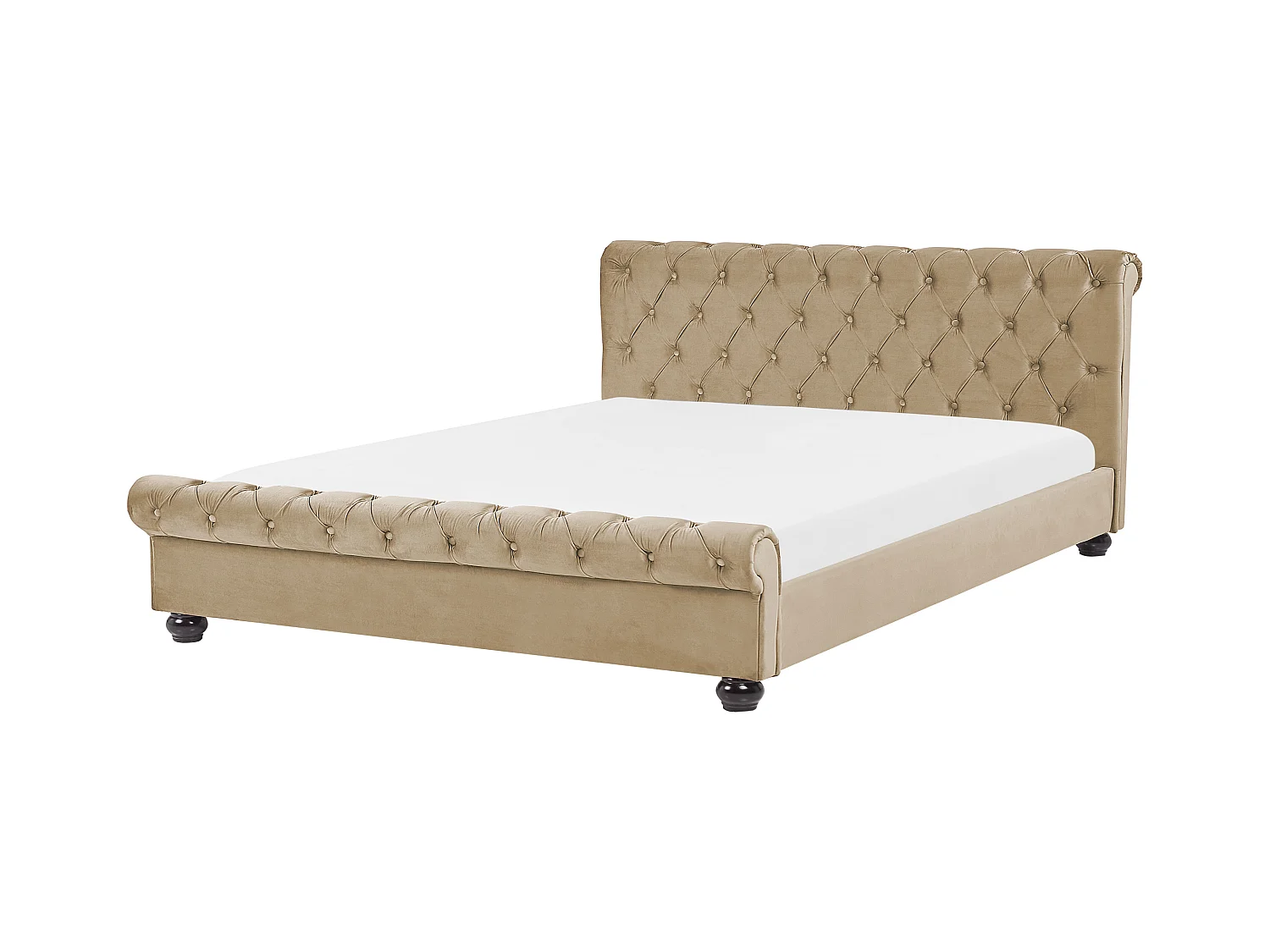 Lit avec sommier Velours AVALLON 180 x 200 cm Beige