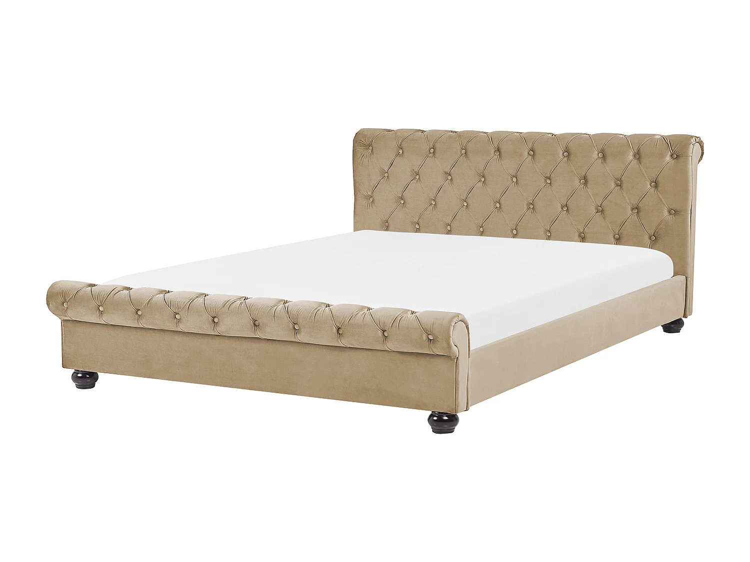 Lit avec sommier Velours AVALLON 180 x 200 cm Beige