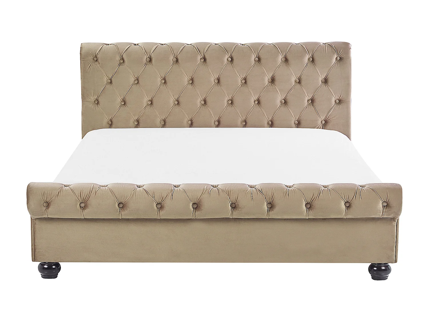 Lit avec sommier Velours AVALLON 180 x 200 cm Beige