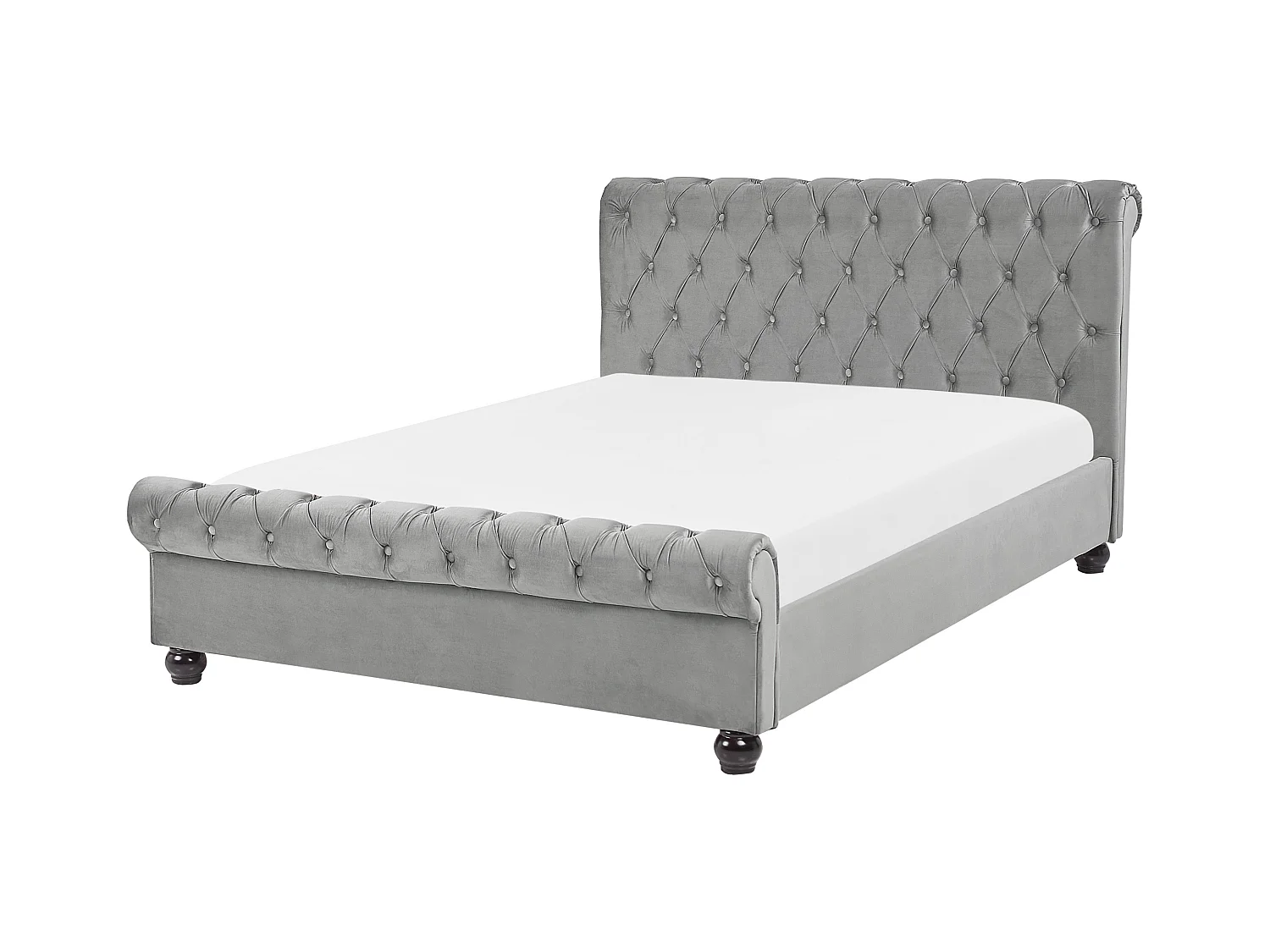 Lit avec sommier Velours AVALLON 140 x 200 cm Gris