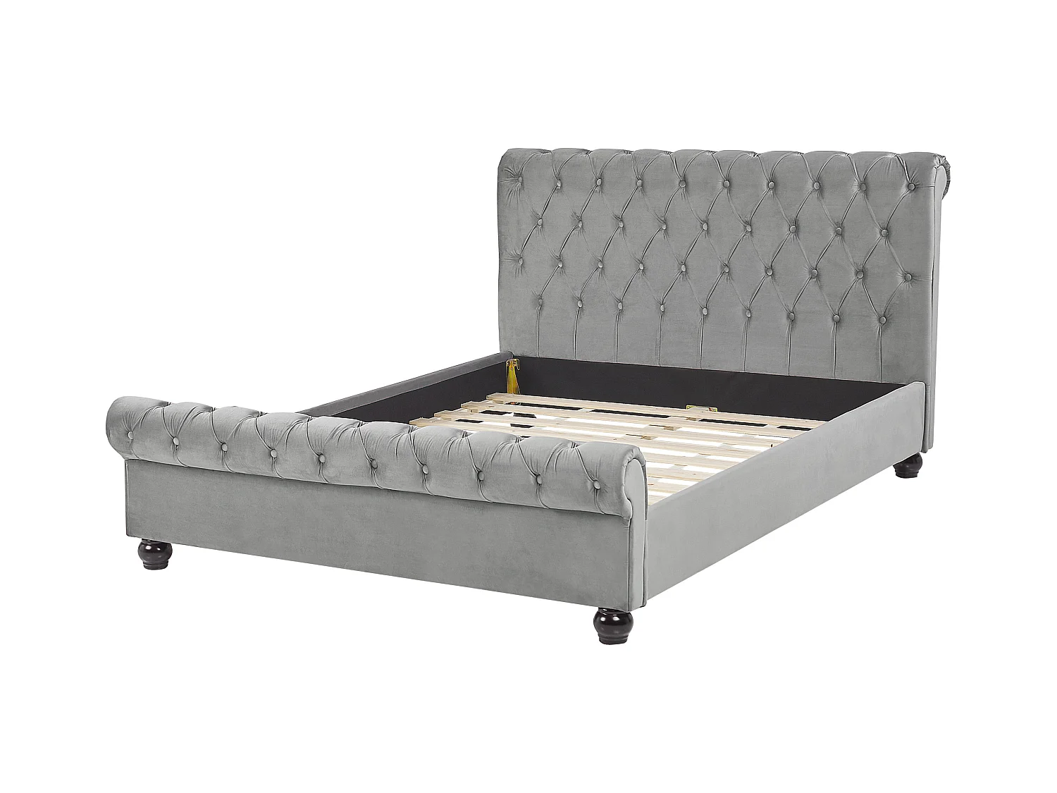 Lit avec sommier Velours AVALLON 140 x 200 cm Gris