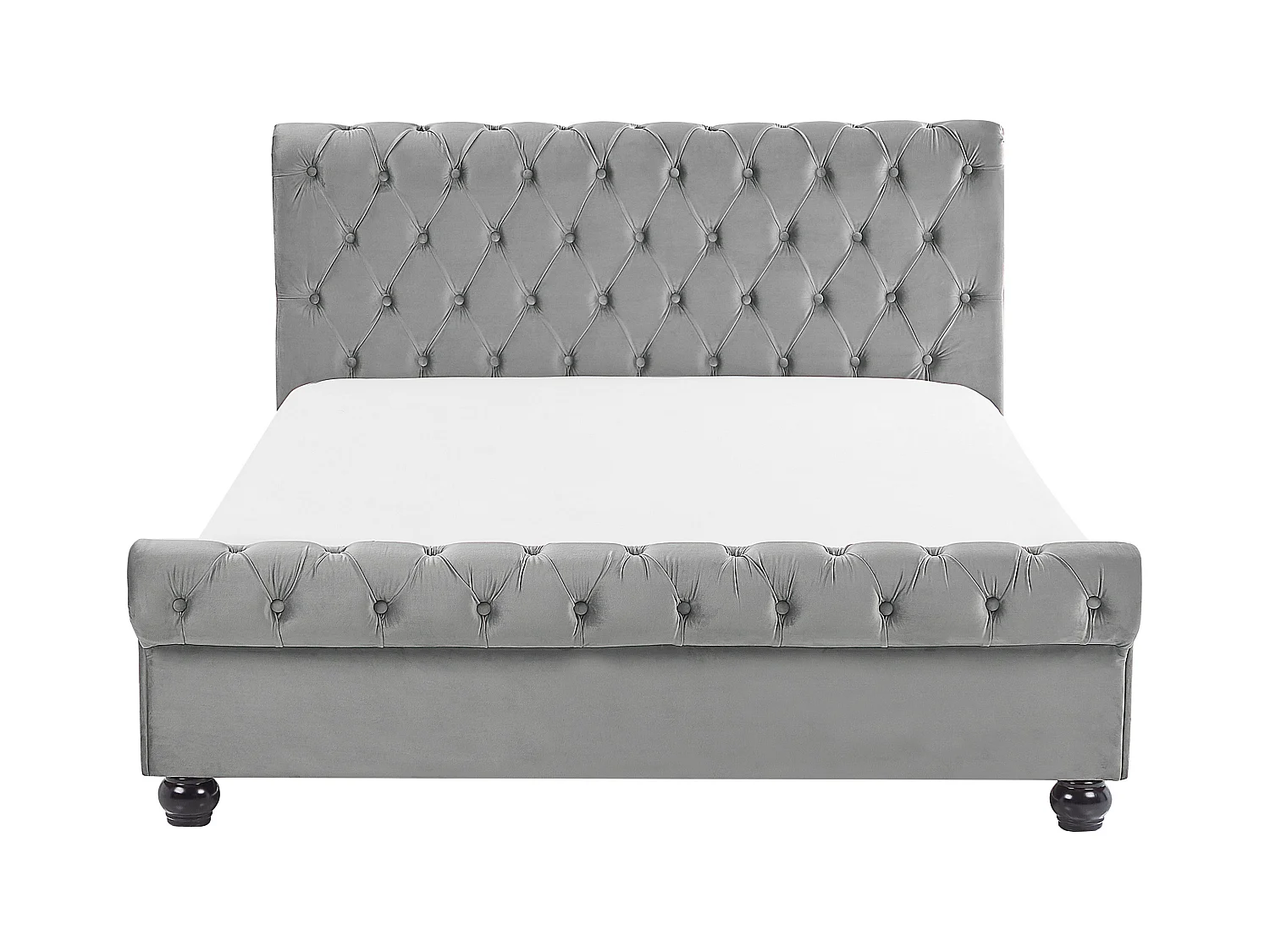 Lit avec sommier Velours AVALLON 140 x 200 cm Gris
