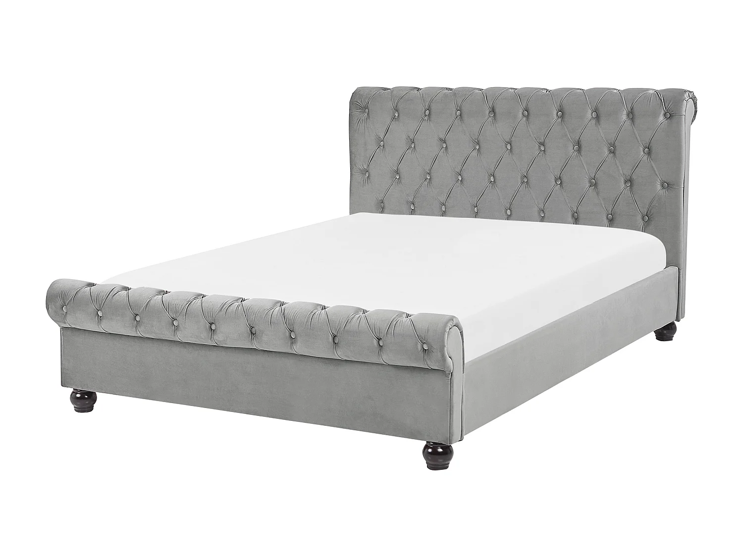 Bed Fluweel AVALLON 140 x 200 cm Grijs