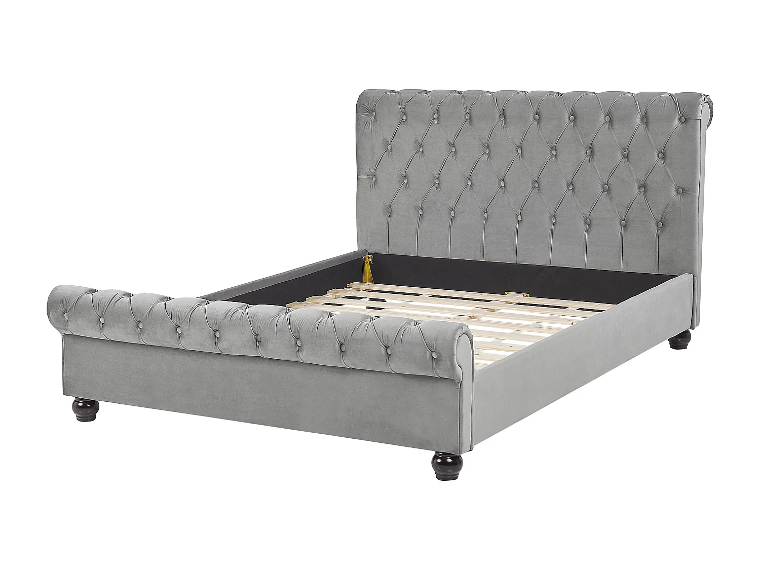Bed Fluweel AVALLON 140 x 200 cm Grijs