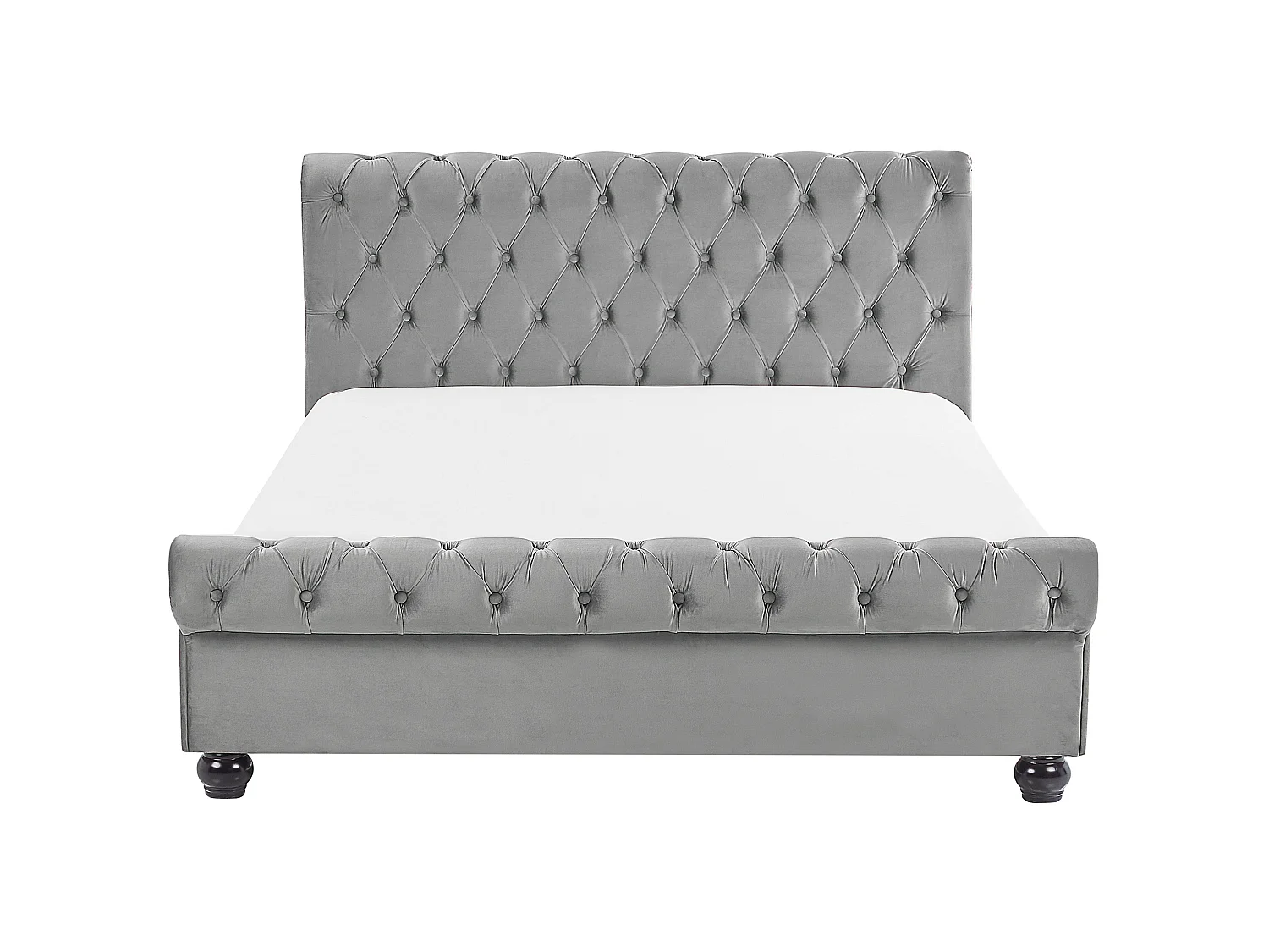 Lit avec sommier Velours AVALLON 140 x 200 cm Gris