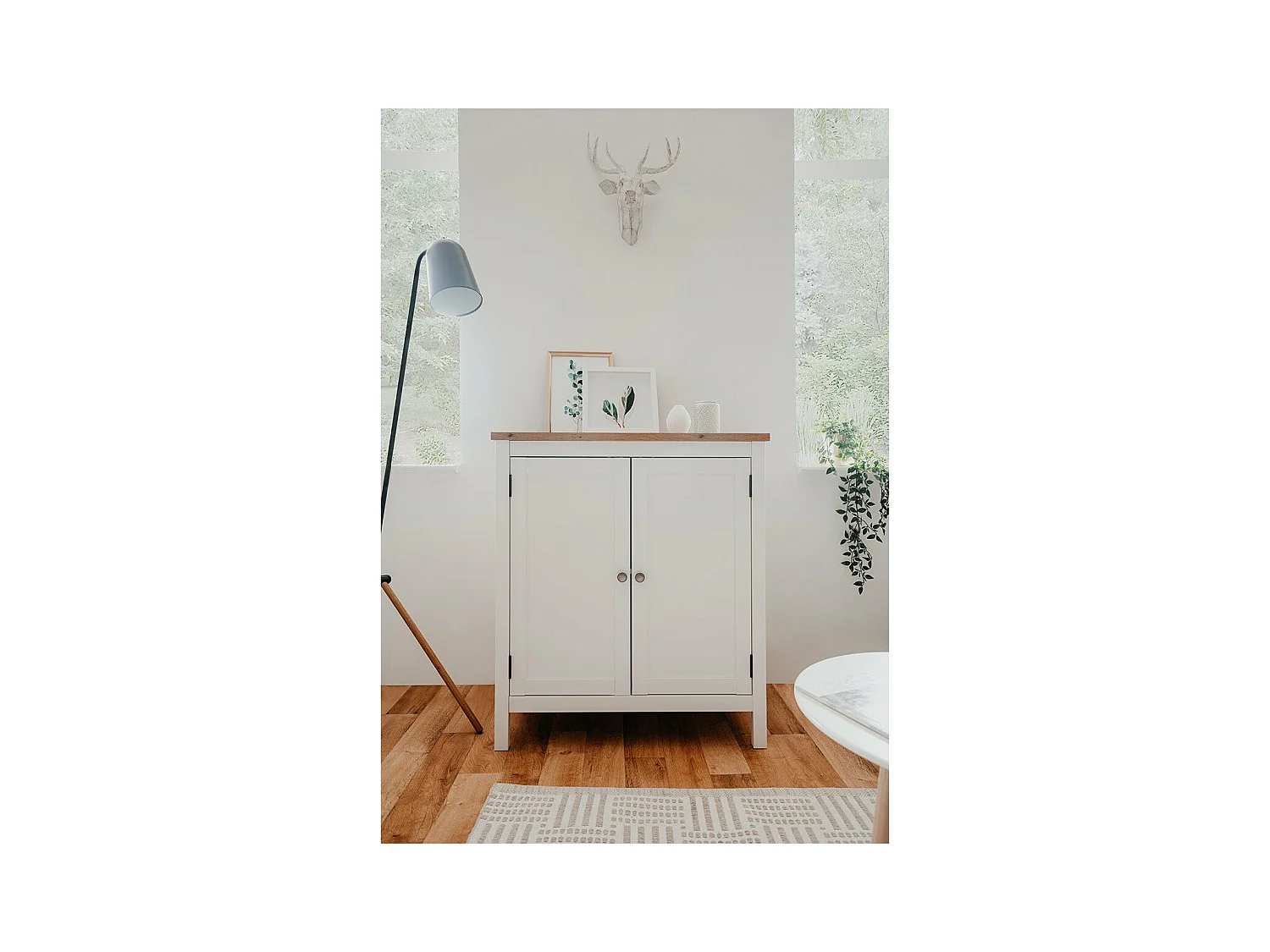 Buffet 2 portes L80 cm - Décor Blanc - BERGEN