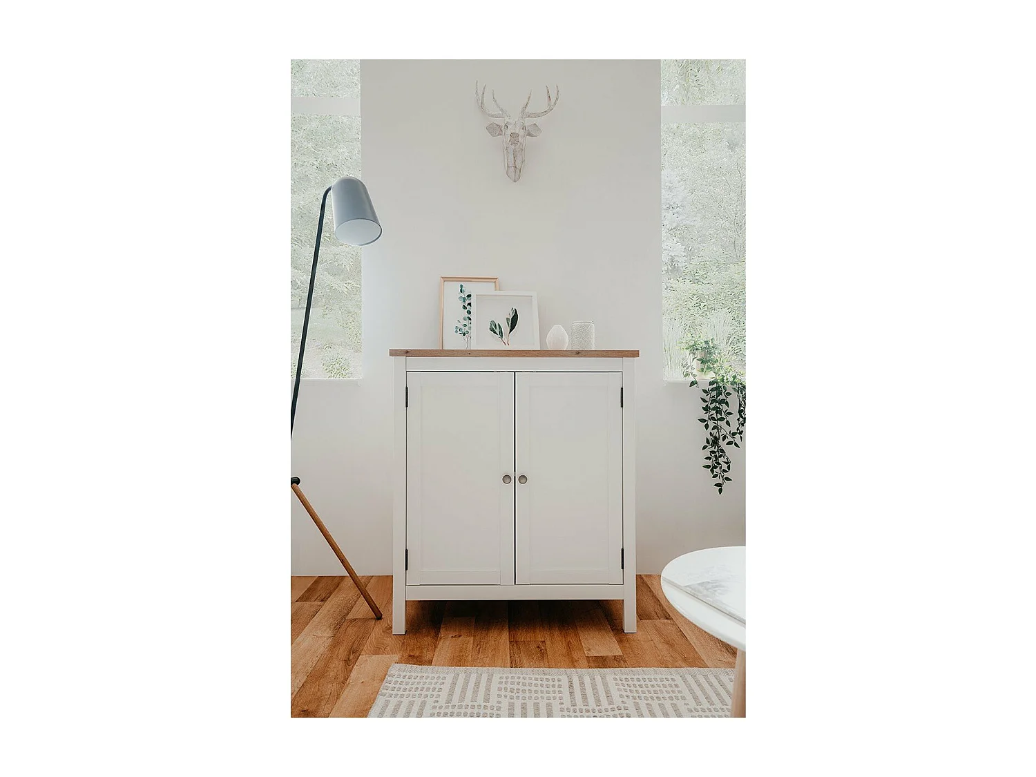 Buffet 2 portes L80 cm - Décor Blanc - BERGEN