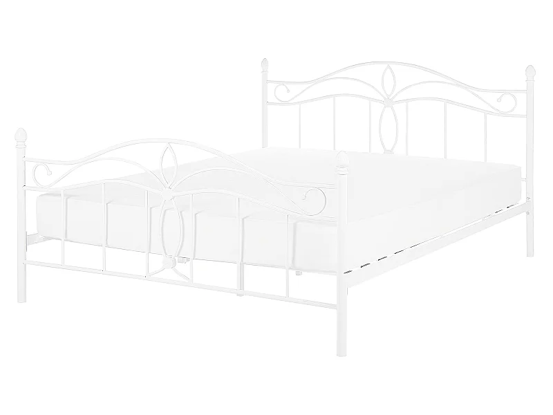 Romantisches Doppelbett Weiß Metall mit Kopfteil Lattenrost 140x200 cm Antlia