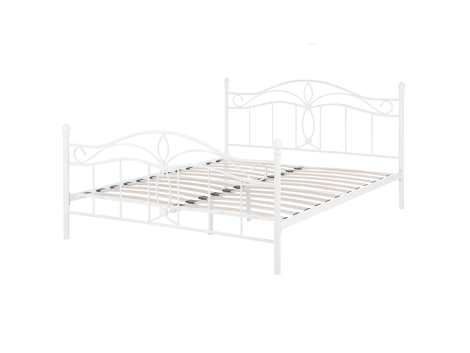 Romantisches Doppelbett Weiß Metall mit Kopfteil Lattenrost 140x200 cm Antlia
