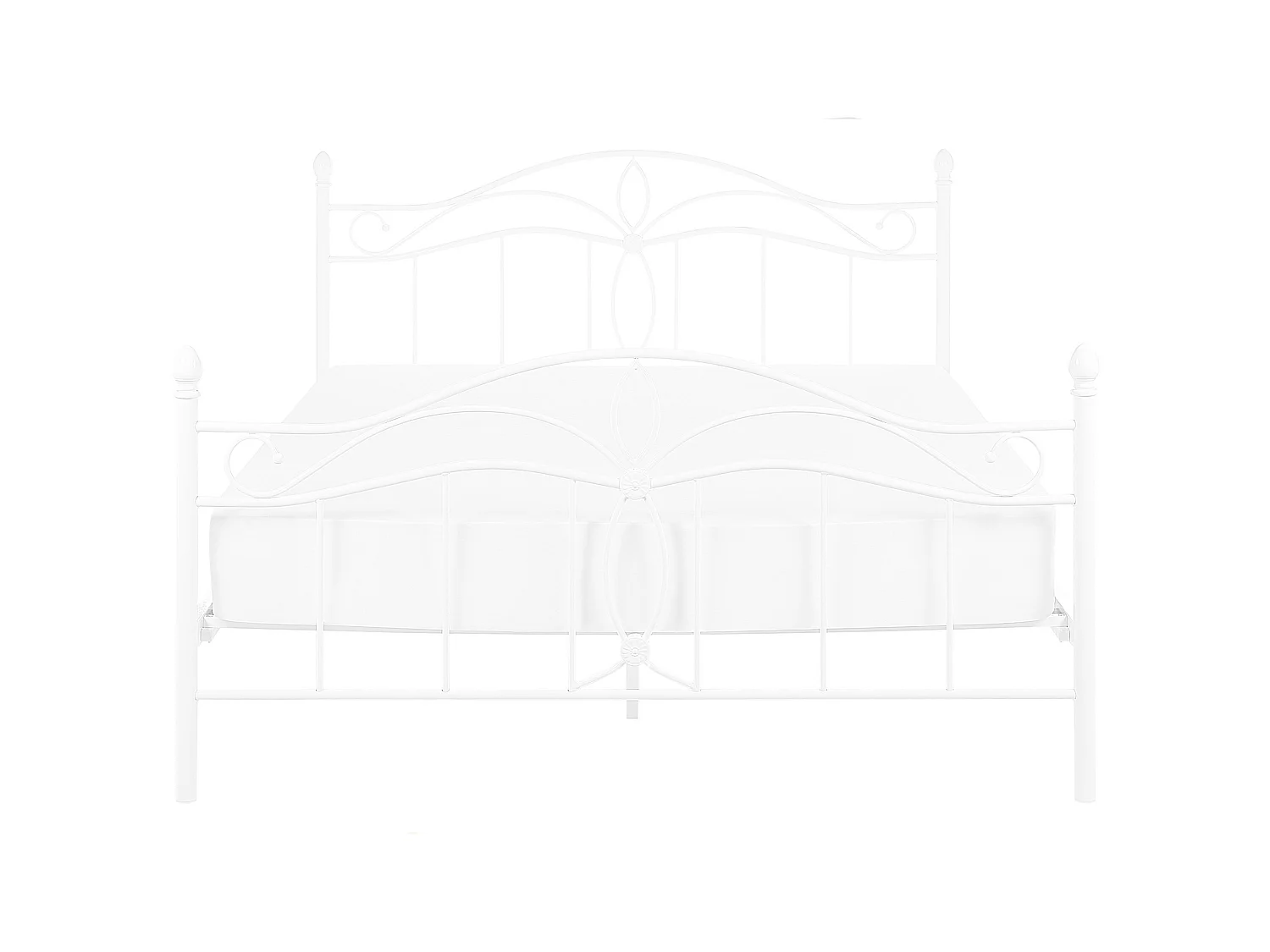 Romantisches Doppelbett Weiß Metall mit Kopfteil Lattenrost 140x200 cm Antlia
