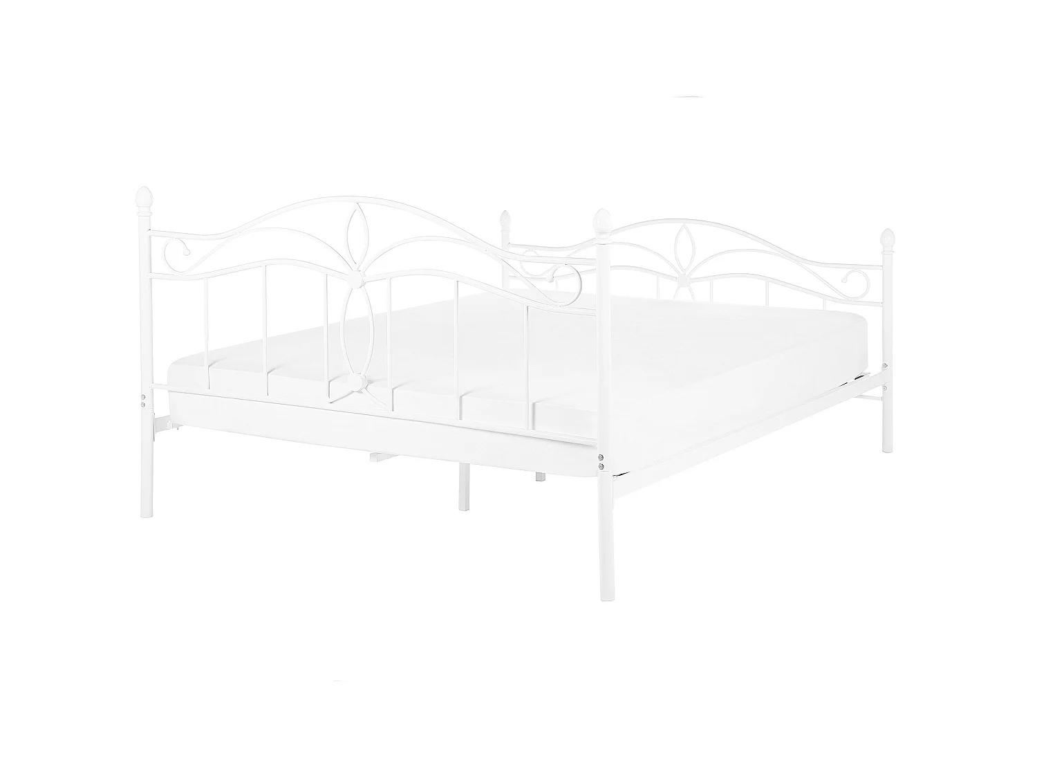 Romantisches Doppelbett Weiß Metall mit Kopfteil Lattenrost 140x200 cm Antlia