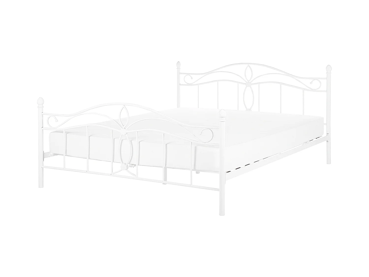 Romantisches Doppelbett Weiß Metall mit Kopfteil Lattenrost 160x200 cm Antlia