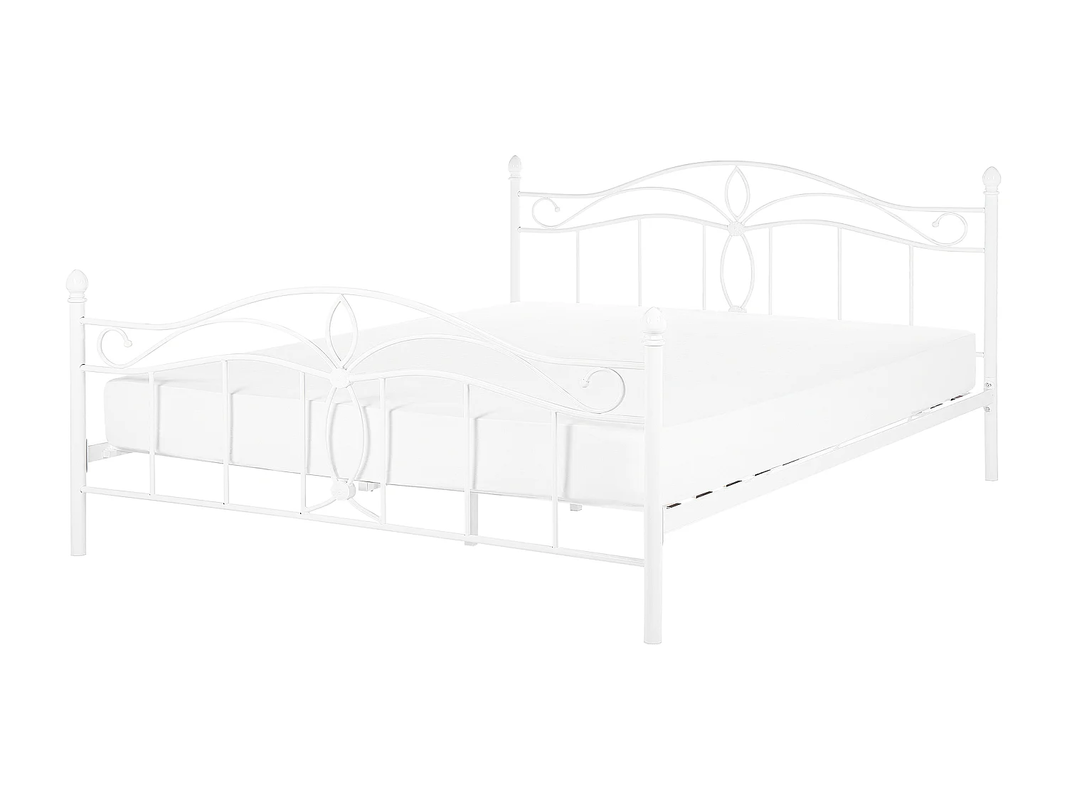 Romantisches Doppelbett Weiß Metall mit Kopfteil Lattenrost 160x200 cm Antlia