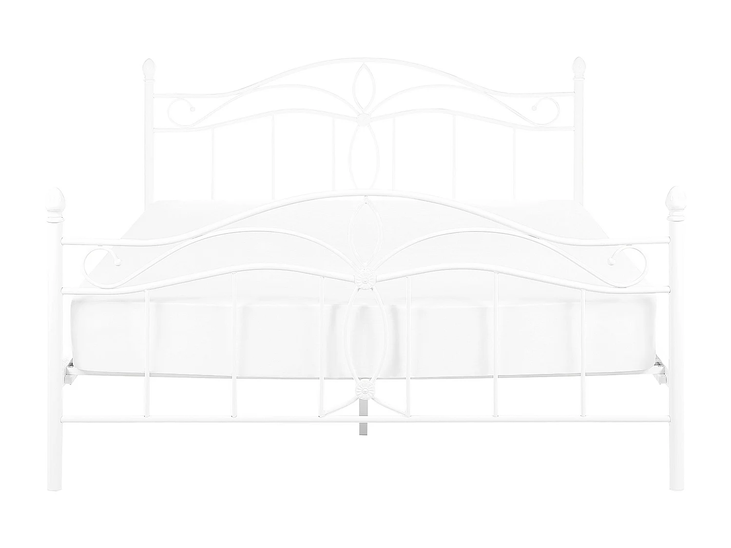 Romantisches Doppelbett Weiß Metall mit Kopfteil Lattenrost 160x200 cm Antlia