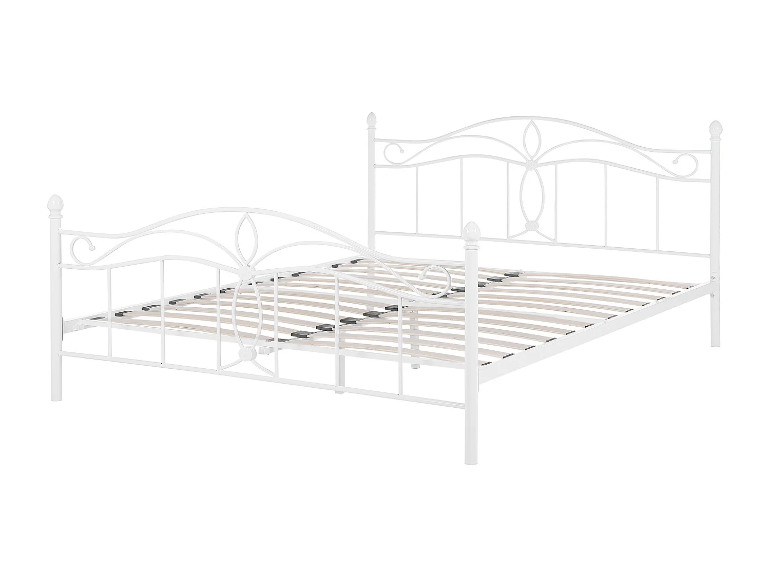 Romantisches Doppelbett Weiß Metall mit Kopfteil Lattenrost 160x200 cm Antlia