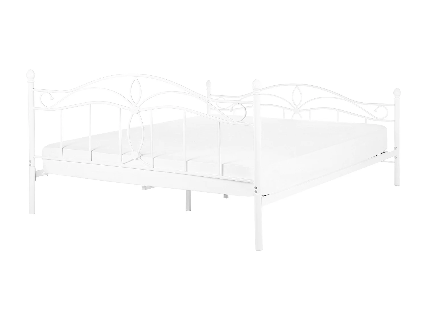 Romantisches Doppelbett Weiß Metall mit Kopfteil Lattenrost 160x200 cm Antlia
