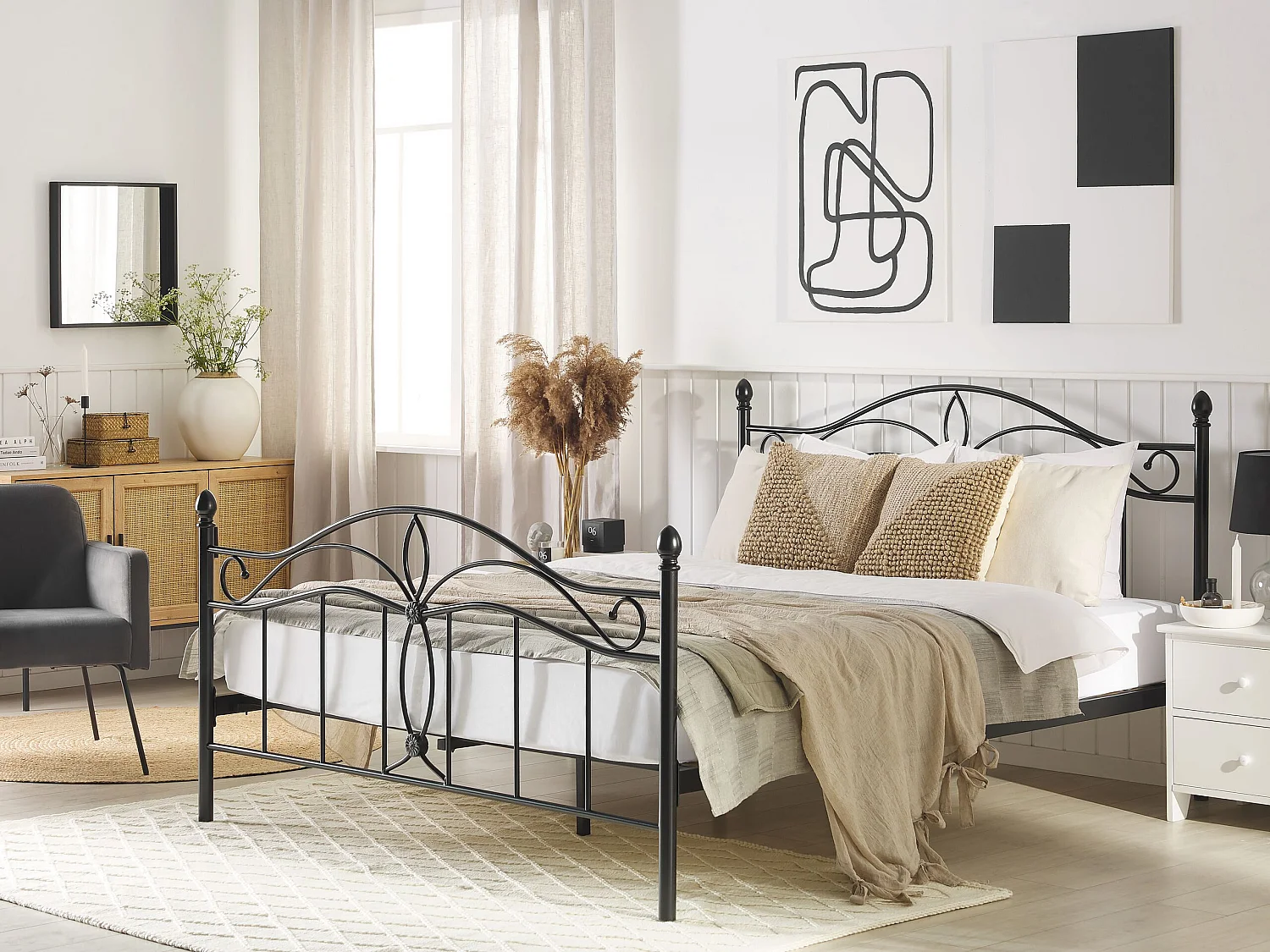 Bett mit Lattenrost Metall ANTLIA 160 x 200 cm Schwarz